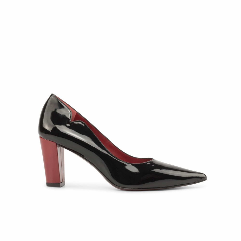 Brielle 70mm Heels in Luxury Black Patent Leather with Red Heel
