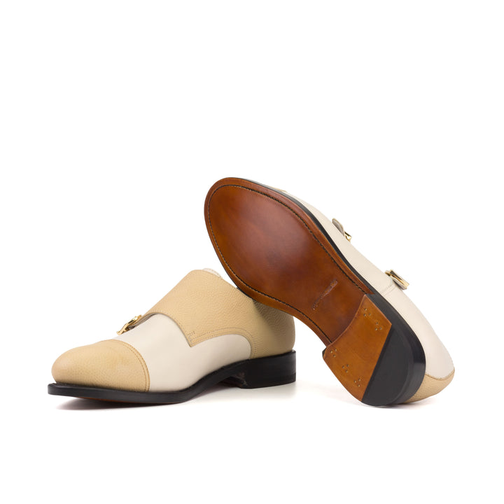 Men's Double Monk Strap in Fawn Full Grain and Nude Calf