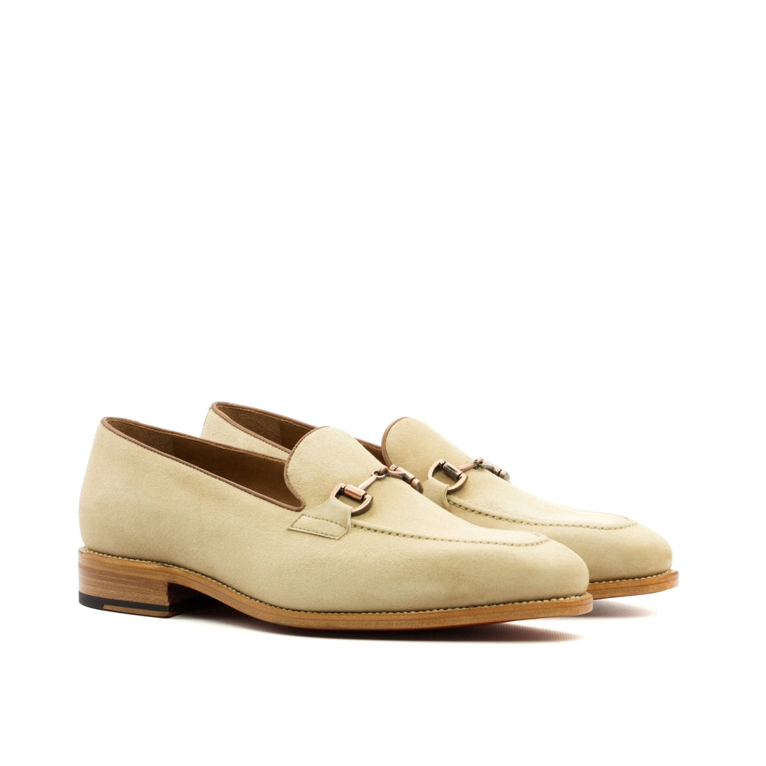 Men's Loafer in Taupe Italian Suede and Tan Calf Leather