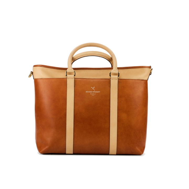 Badalona Tote Bag in Cognac Italian Calf and Fawn Full Grain Leather - Maison de Kingsley Couture Harmonie et Fureur Spain