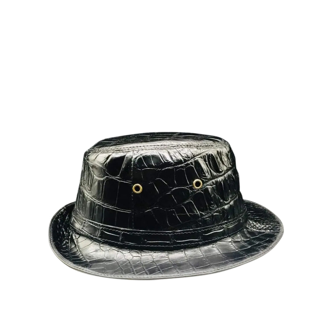 Black Alligator Fedora Hat by Maison Kingsley