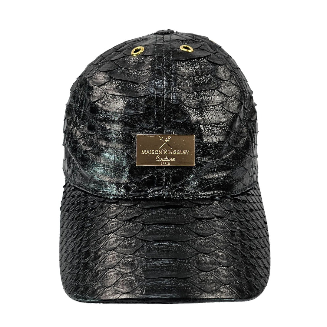 Black Python Snakeskin Hat Bespoke by Maison Kingsley - Maison Kingsley Couture Spain