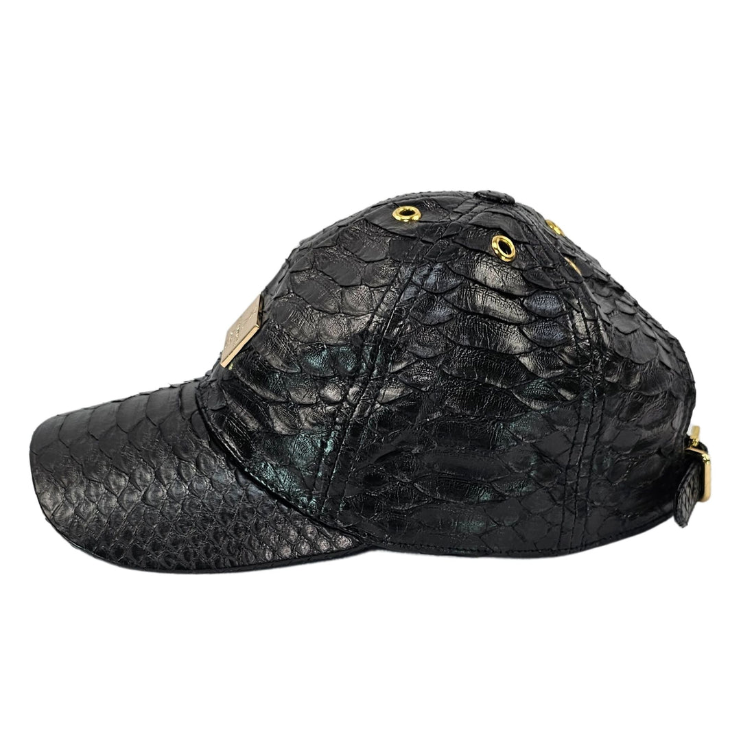 Black Python Snakeskin Hat Bespoke by Maison Kingsley - Maison Kingsley Couture Spain