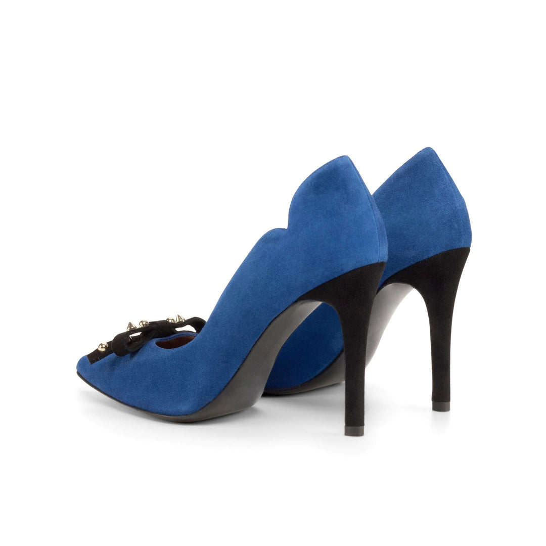 Brielle 100mm Heels in Deep Blue Suede and Luxury Black