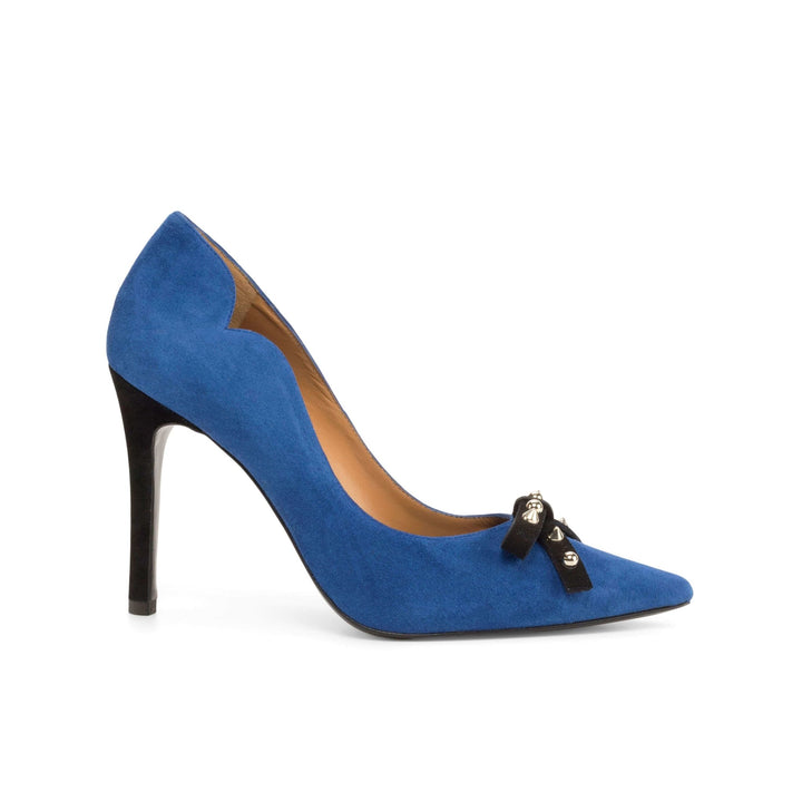Brielle 100mm Heels in Deep Blue Suede and Luxury Black