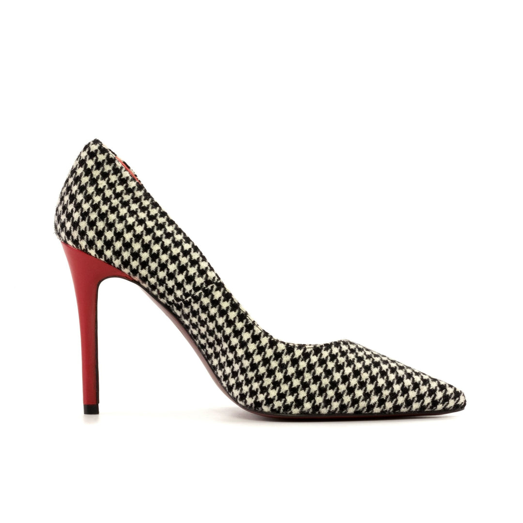Brielle 100mm Sartorial in Houndstooth and Passion Red Leather - Maison de Kingsley Couture Harmonie et Fureur Spain