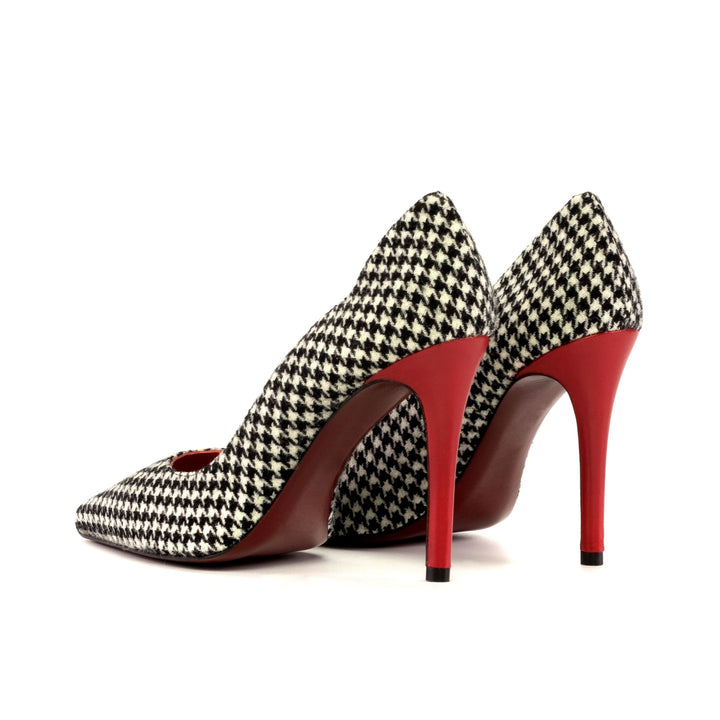 Brielle 100mm Heels Sartorial in Houndstooth and Passion Red Leather