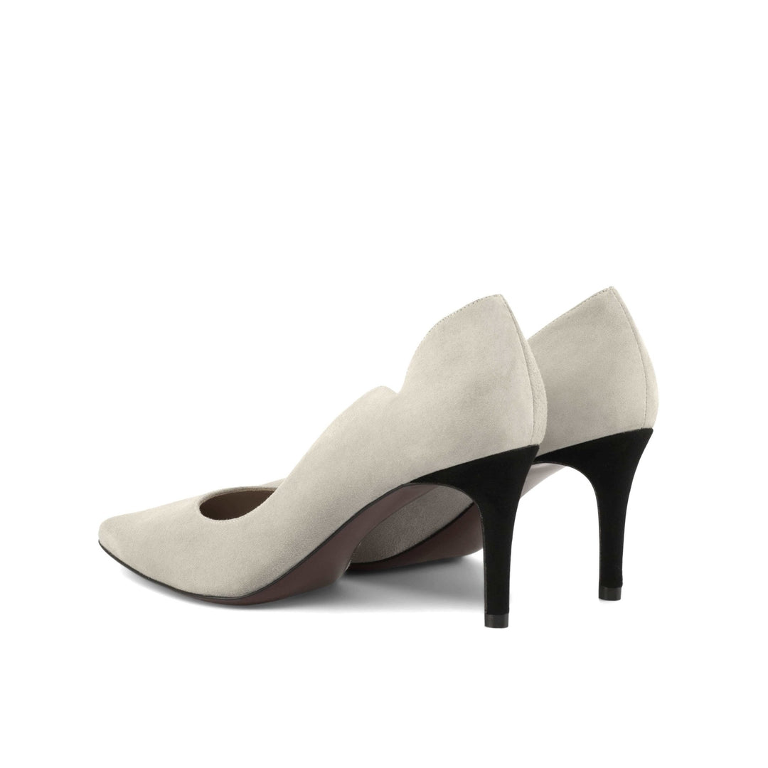 Brielle 70mm Heels in Stone Grey Suede with Red Sole