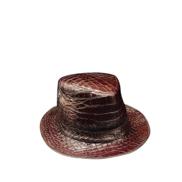 Brown Alligator Fedora Hat by Maison Kingsley