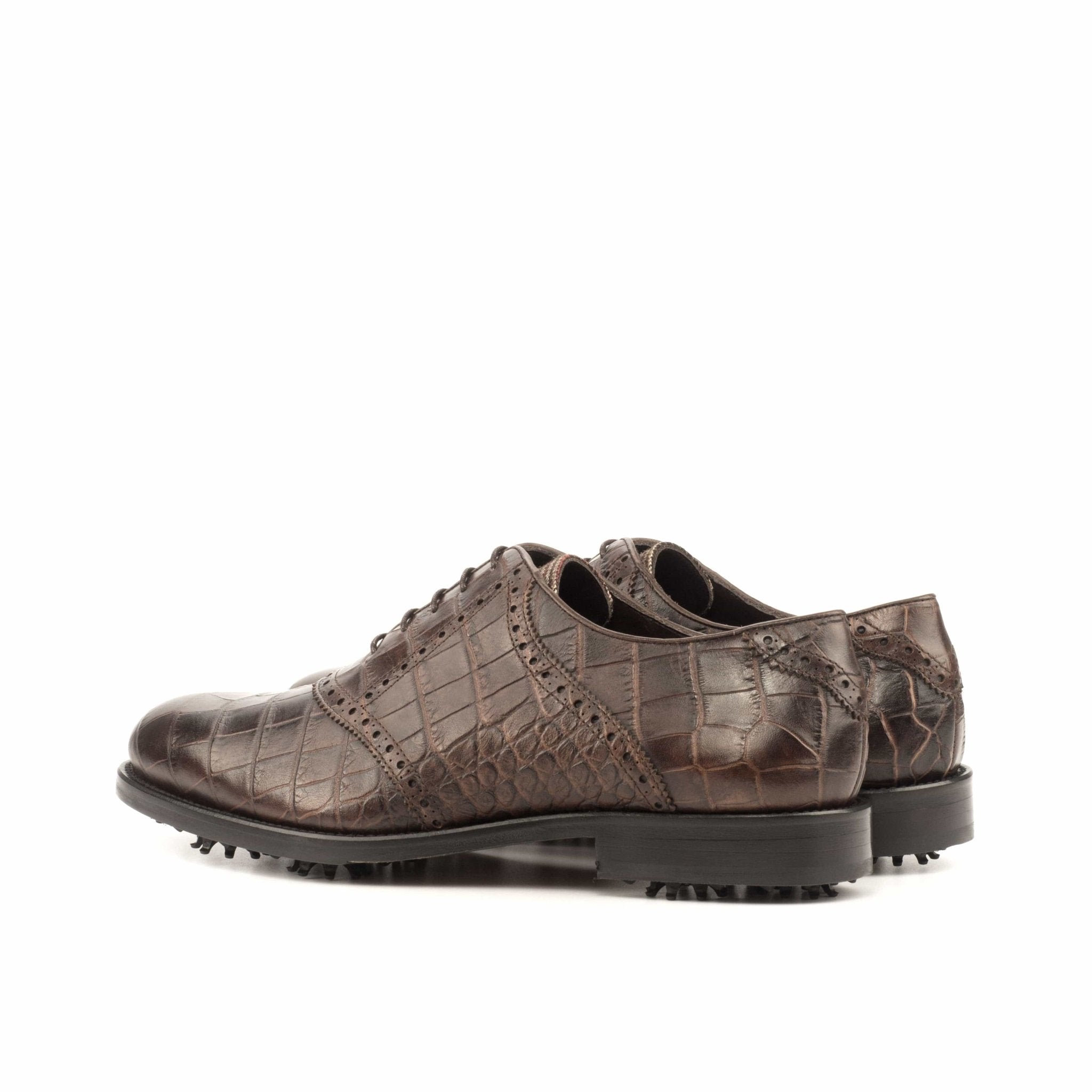 Brown Croc Print Saddle Golf Shoes - Maison de Kingsley Couture Harmonie et Fureur Spain
