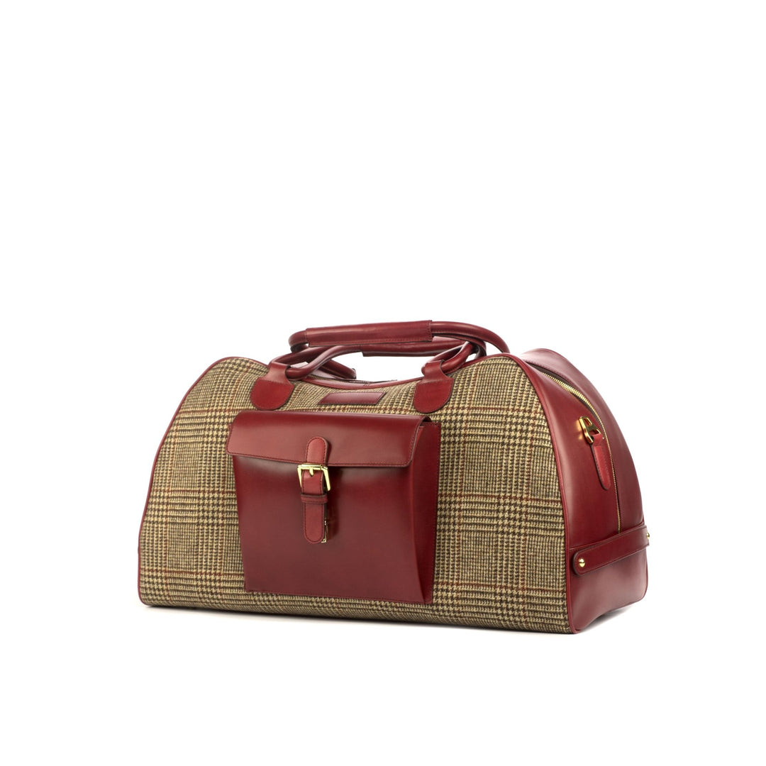 Córdoba Duffle Bag in Tweed and Red Italian Calf with Extra Burnishing - Maison de Kingsley Couture Harmonie et Fureur Spain