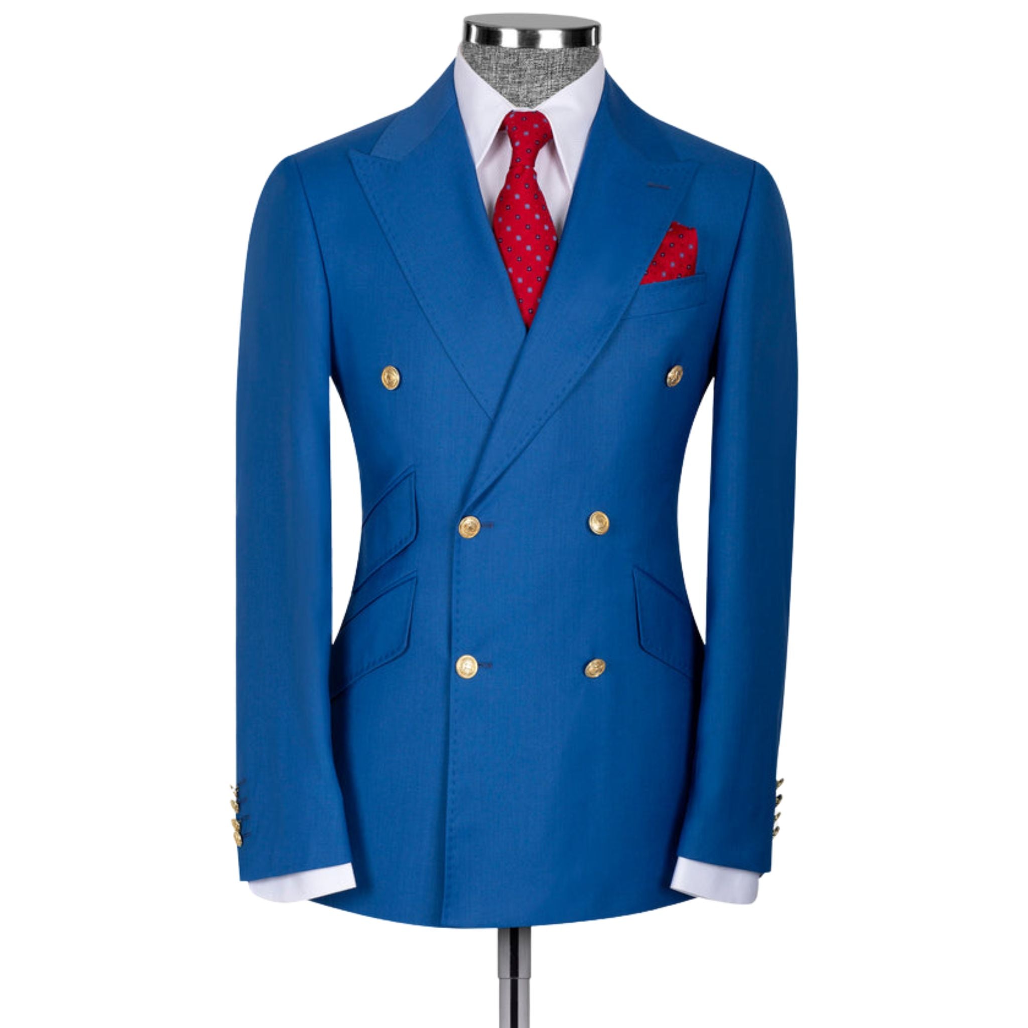 Elite Collection Men's Blue Peak Lapel Double Breasted Suit - Maison de Kingsley Couture Harmonie et Fureur Spain
