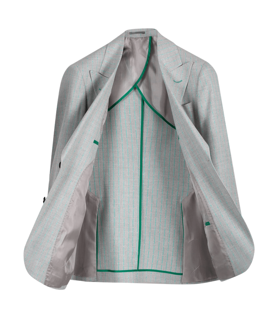 Grey and Green Pinstripe Peak Lapel Two Piece Suit – Maison Kingsley  Couture Spain