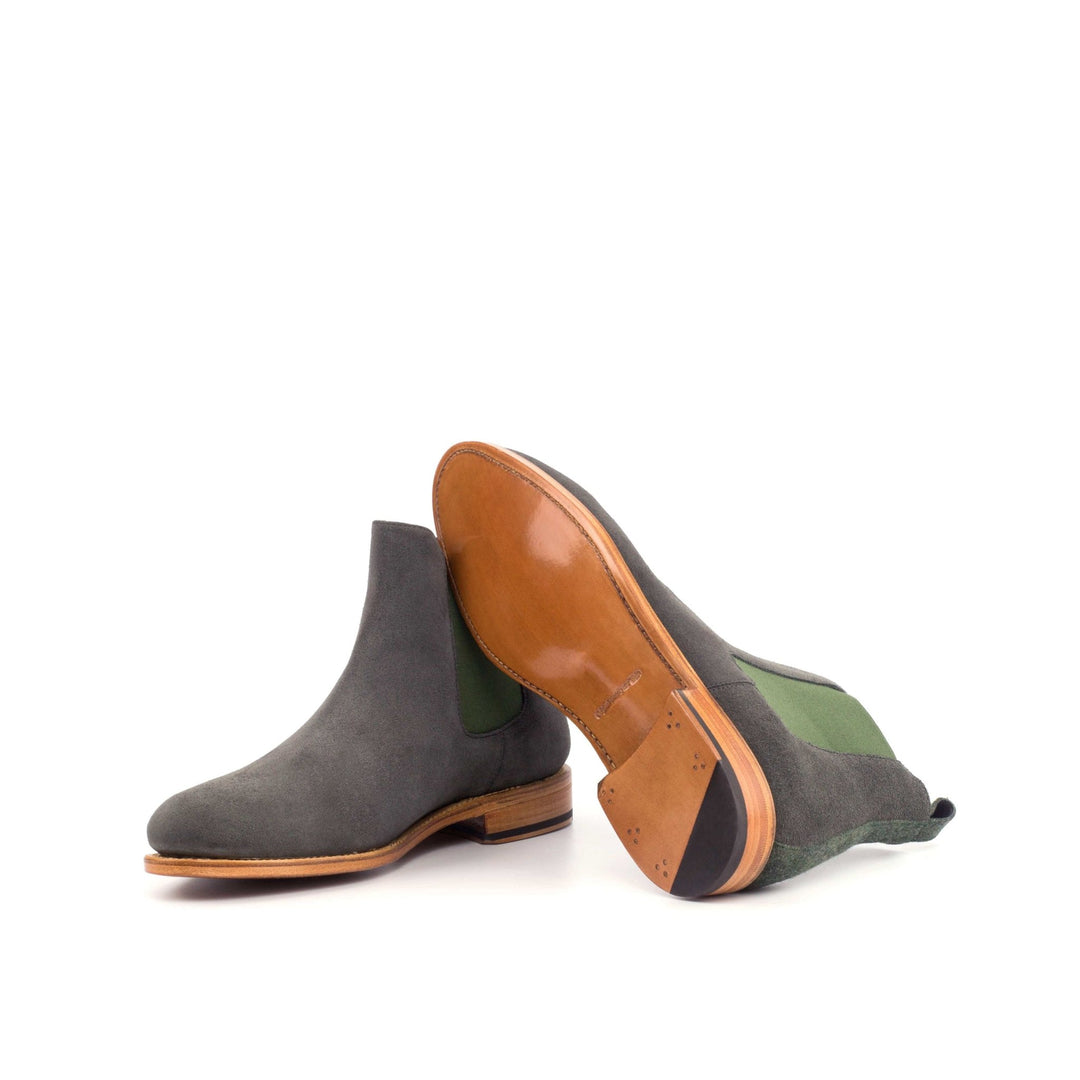 Grey & Olive Green Lux Suede Men's Chelsea Boots - Maison de Kingsley Couture Harmonie et Fureur Spain