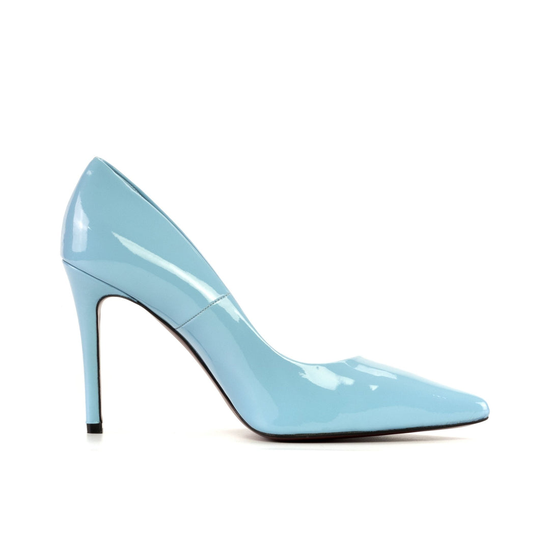 Harmonie 4 Inch Sky Blue Patent Leather Heels with Red Bottom