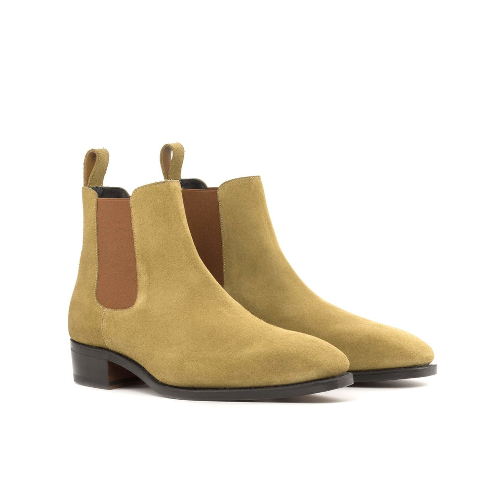 Men's Hummingbird Art Sole Chelsea Boots with High Heel in Mustard Lux Suede