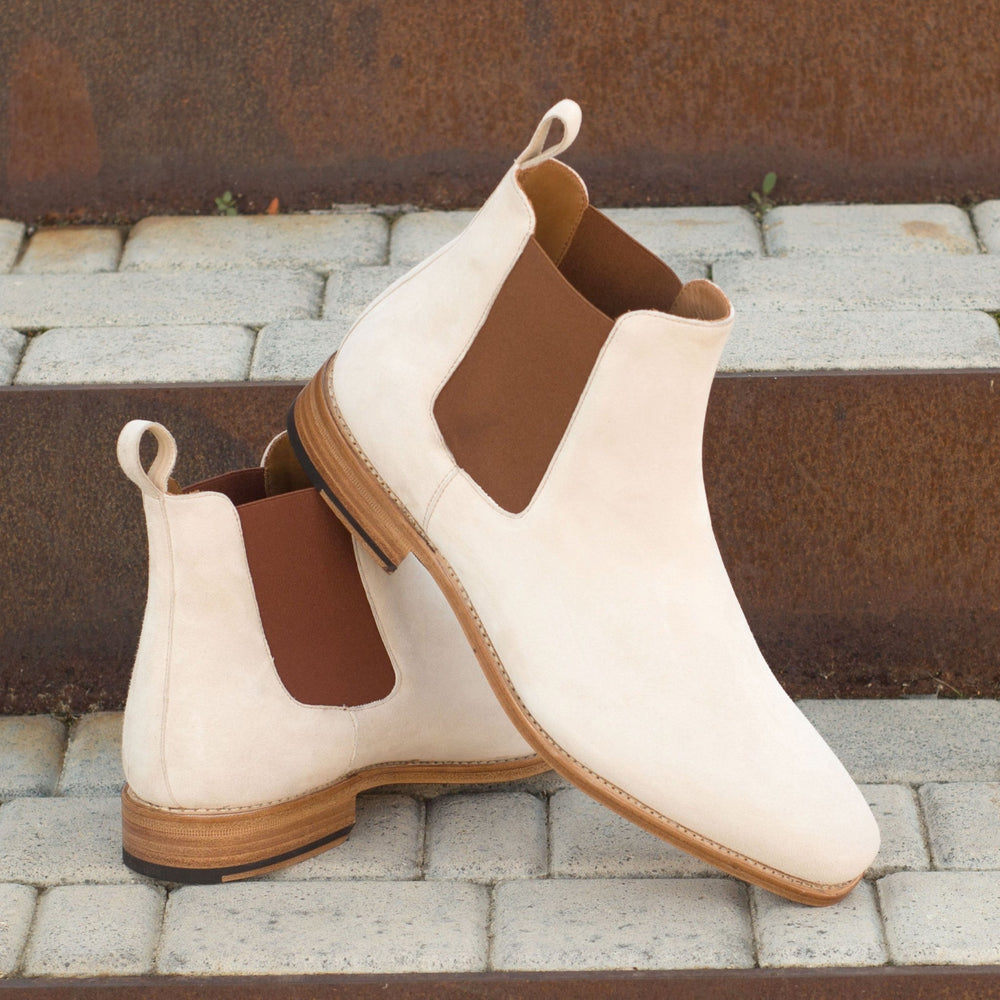 Men's Ivory Suede Chelsea Boots
