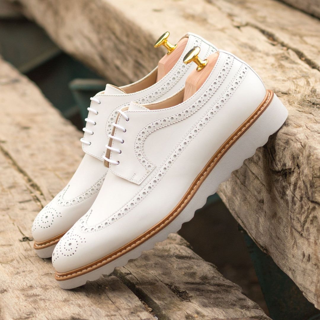 Men's All White Wingtips with Sneaker Sole - Maison Kingsley Couture Spain