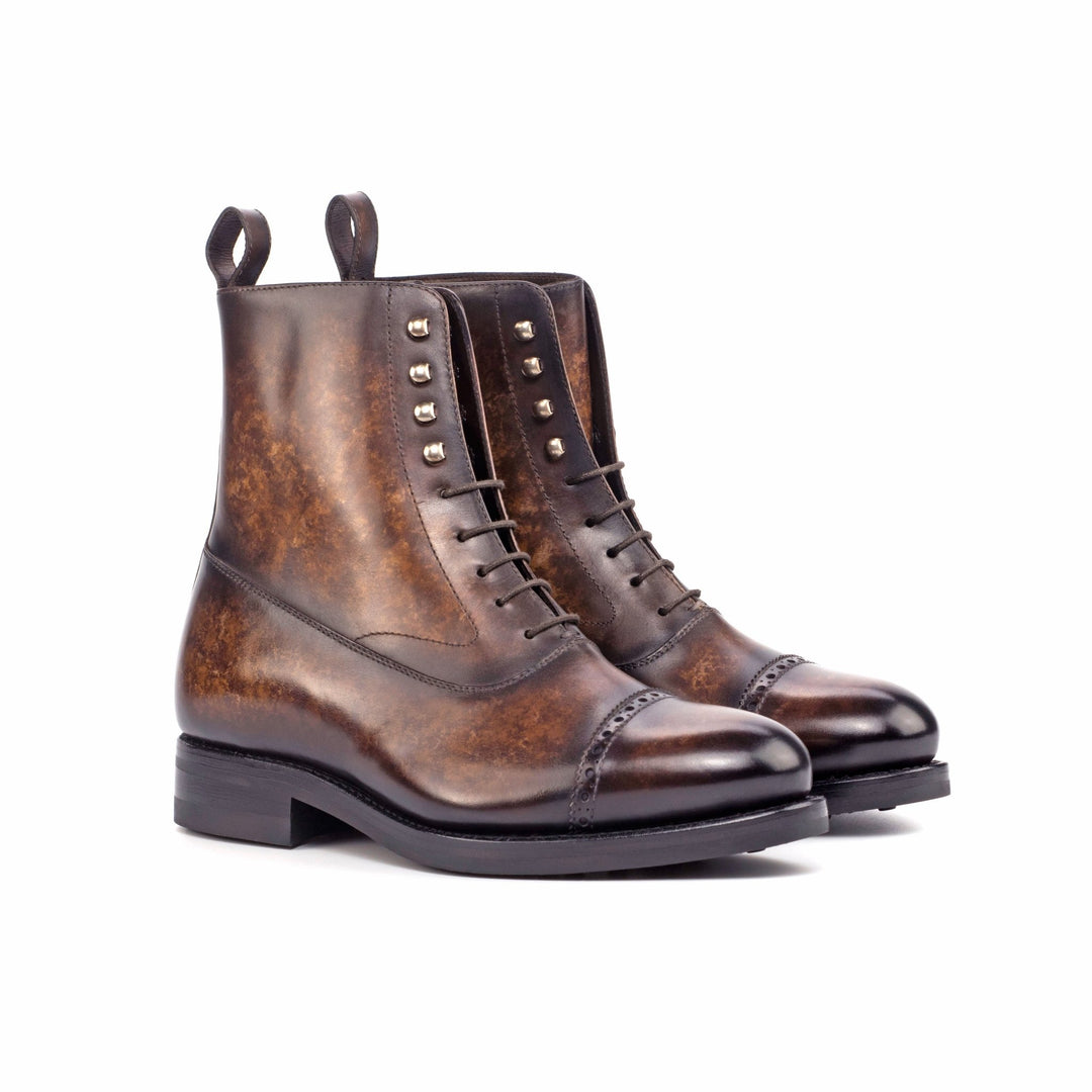 Men's Balmoral Boots in Brown Patina with Rubber Sole - Maison Kingsley Couture Spain