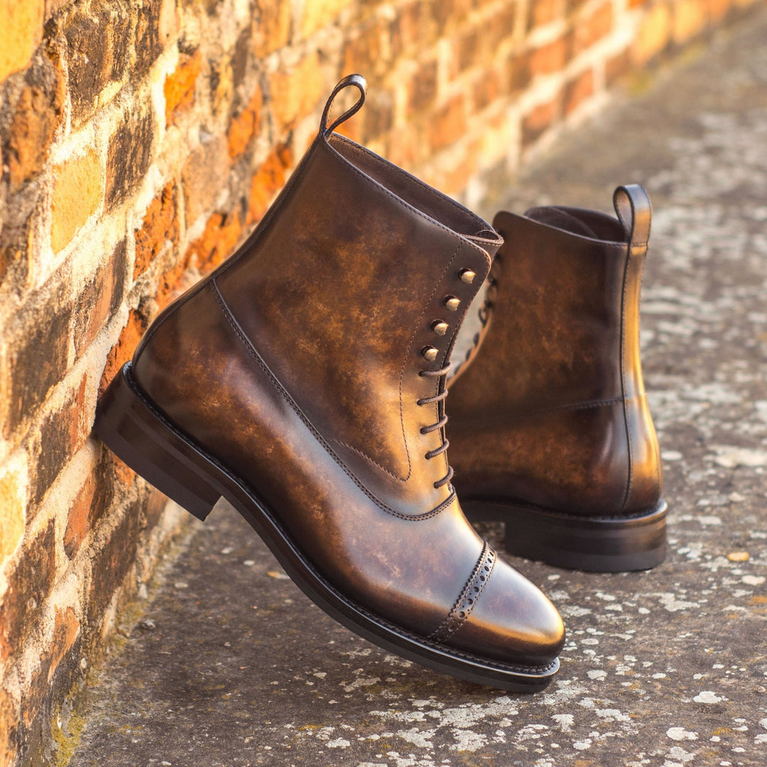 Men's Balmoral Boots in Brown Patina with Dainite Rubber Sole