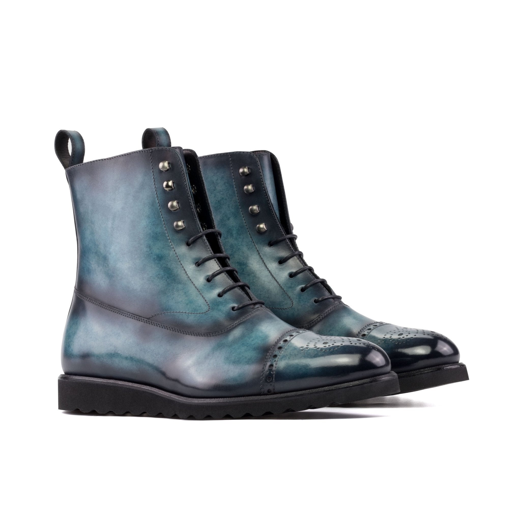 Men's Balmoral Boots in Turquoise Patina with Sneaker Sole - Maison Kingsley Couture Spain