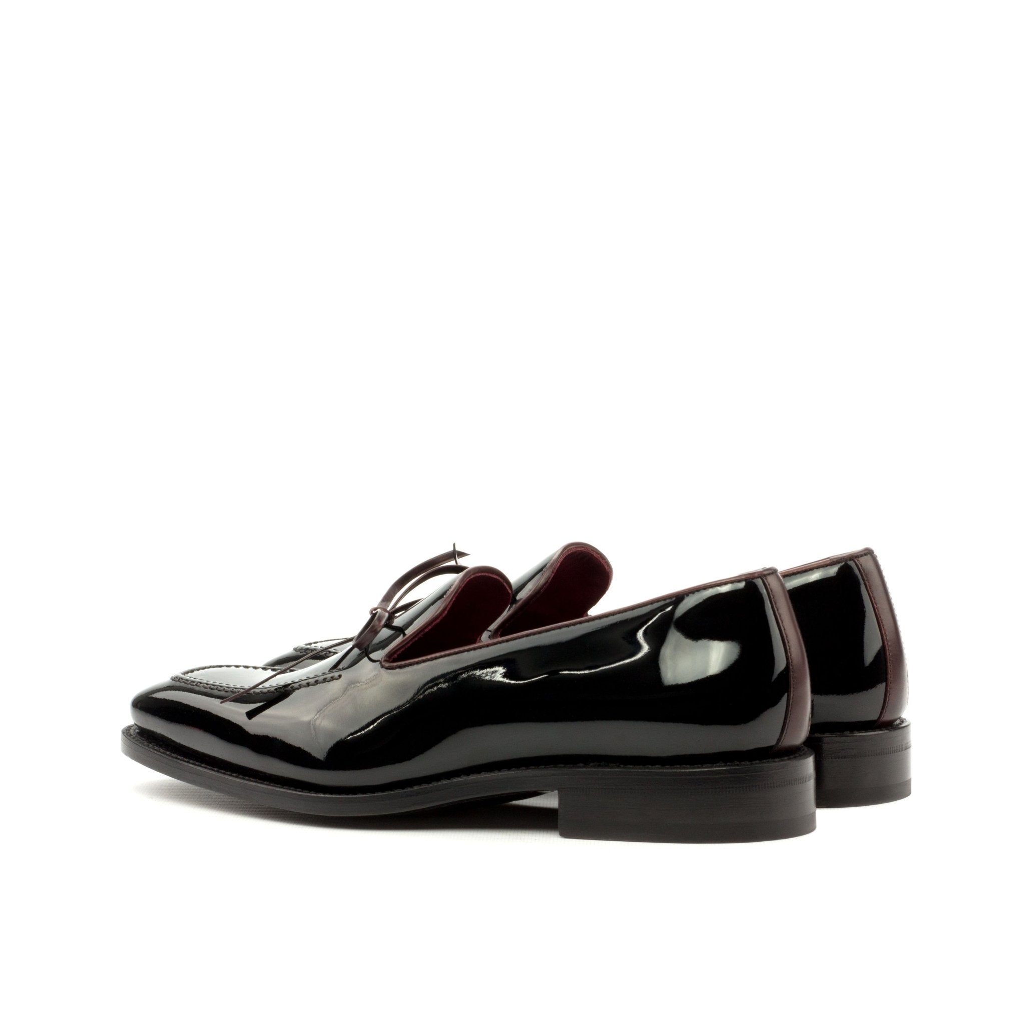Men's Black Patent Leather Loafers with Burgundy Accents - Maison de Kingsley Couture Harmonie et Fureur Spain
