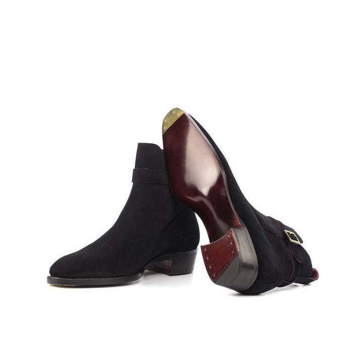 Men's Black Suede Jodhpur Boots High Heel with Toe Tap