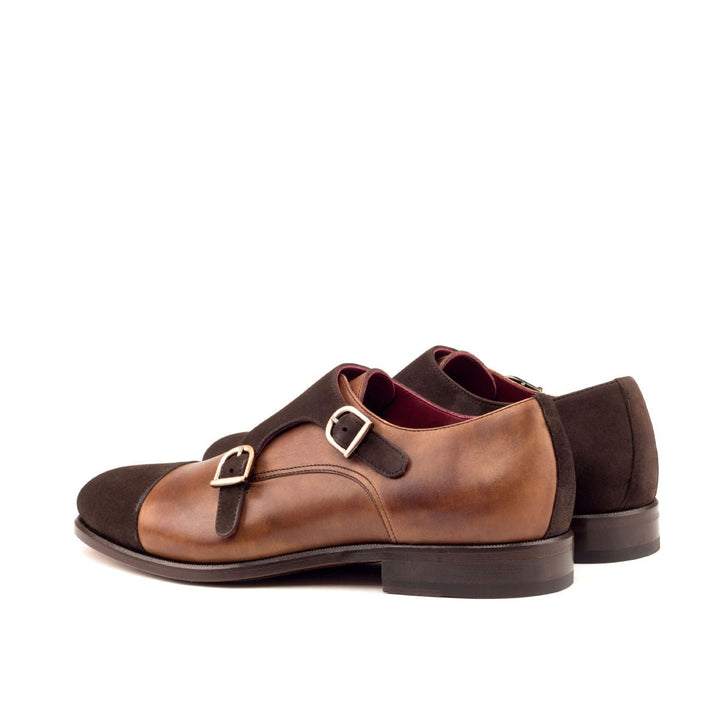Men's Brown Calf and Suede Double Monk Strap - Maison Kingsley Couture Spain