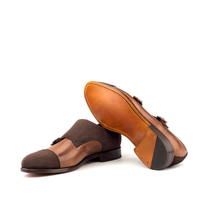Men's Brown Calf and Suede Double Monk Strap - Maison Kingsley Couture Spain