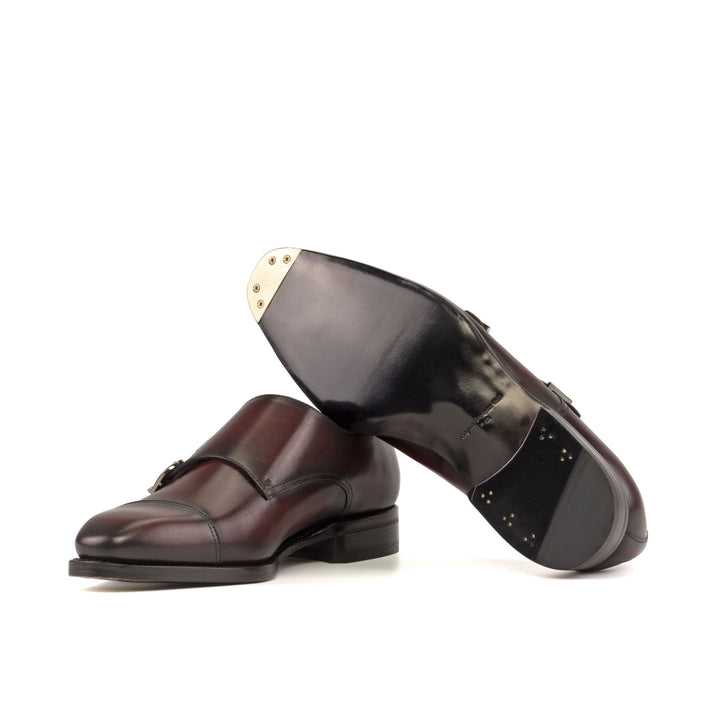 Men's Burgundy Double Monk Strap with Toe Taps and Burnishing