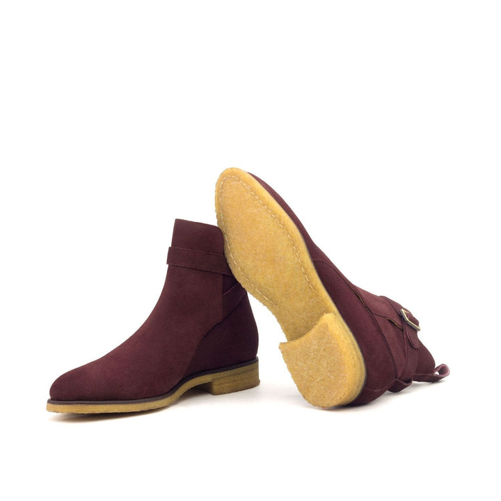Men's Burgundy Suede Jodhpur Boots with Crepe Sole