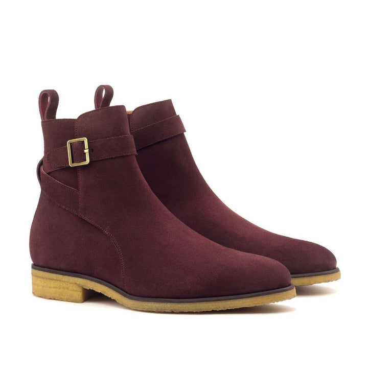 Men's Burgundy Suede Jodhpur Boots with Crepe Sole