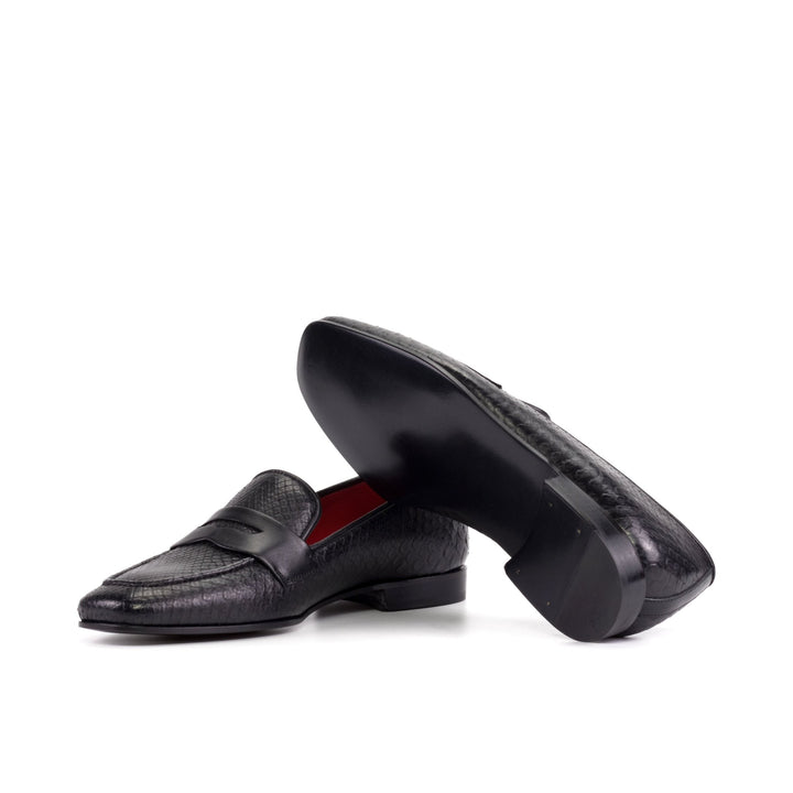 Men's Carré Black Python Smoking Slippers with Calf Mask