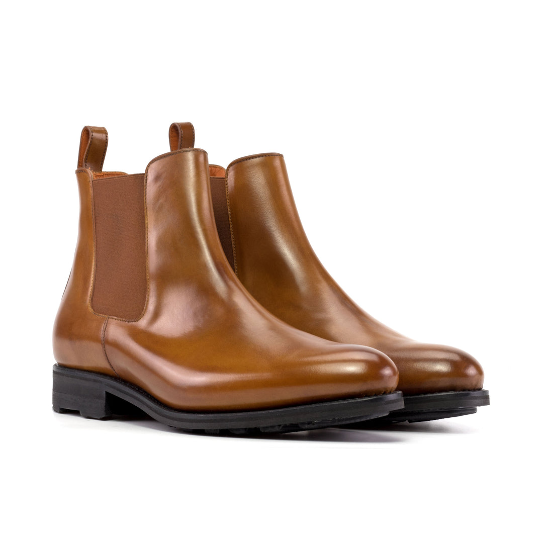 Men's Chelsea Boots in Cognac Cordovan Leather with Commando Sole