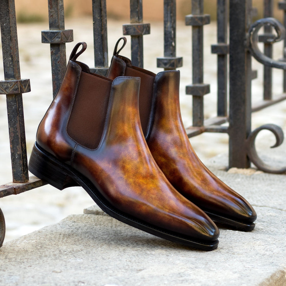 Men's Chelsea Boots in Fire Patina with High Heel