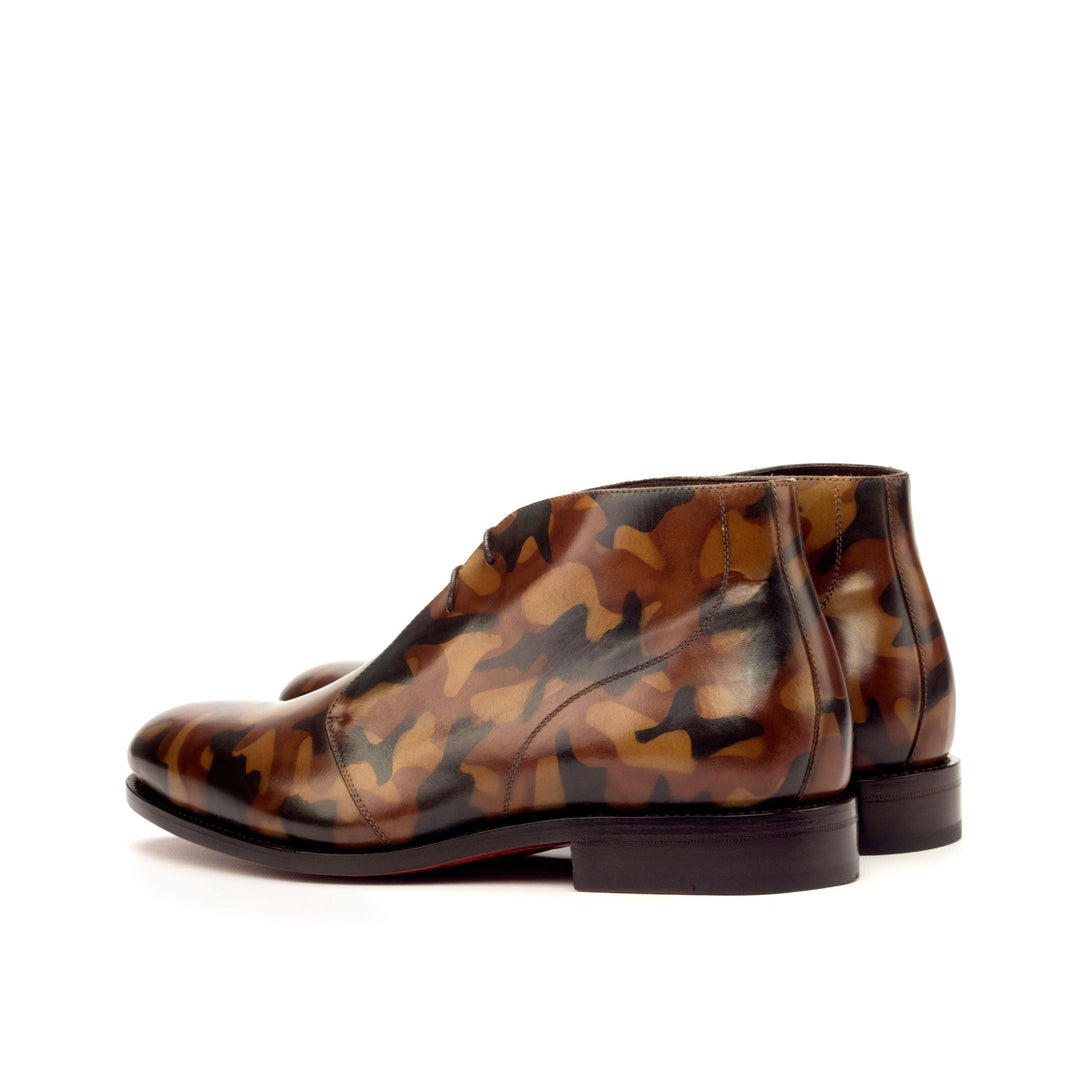 Men's Chukka Boots in Brown Camo Hand-painted Patina