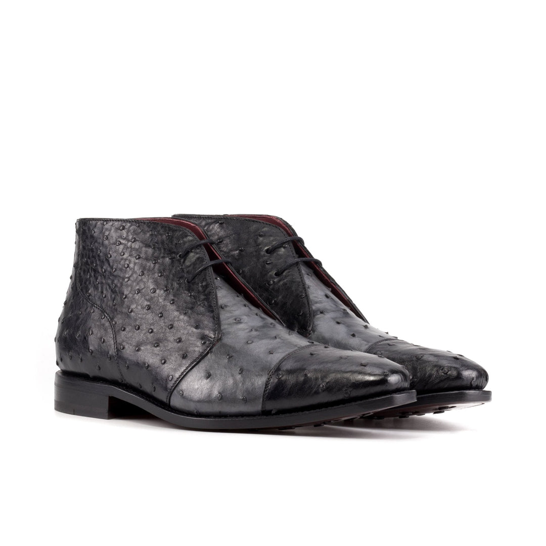 Men's Chukka Boots in Grey and Black Ostrich