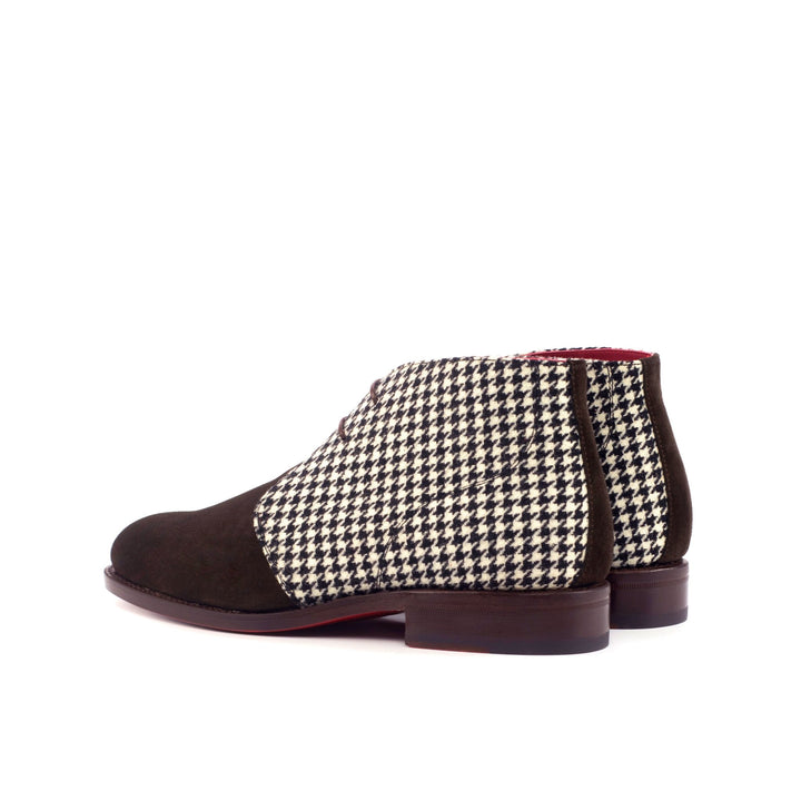 Men's Chukka Boots in Houndstooth and Dark Brown Lux Suede