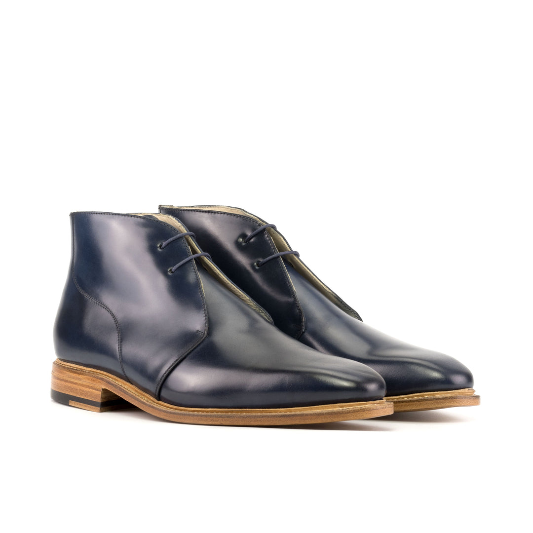 Men's Chukka Boots in Navy Blue Cordovan Leather