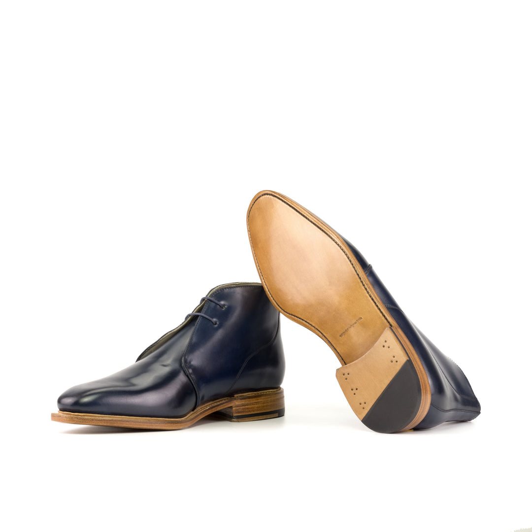 Men's Chukka Boots in Navy Blue Cordovan Leather