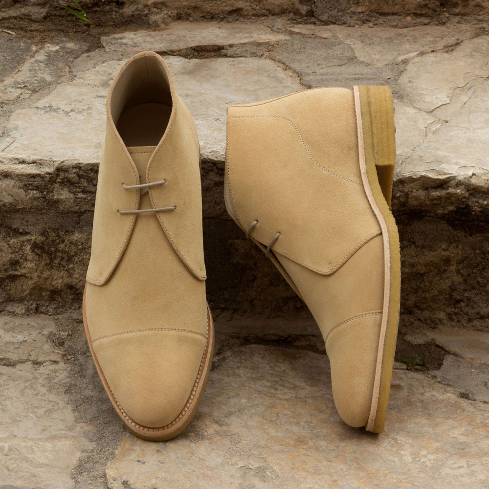 Men's Chukka Boots in Sand Lux Suede and Crepe Sole