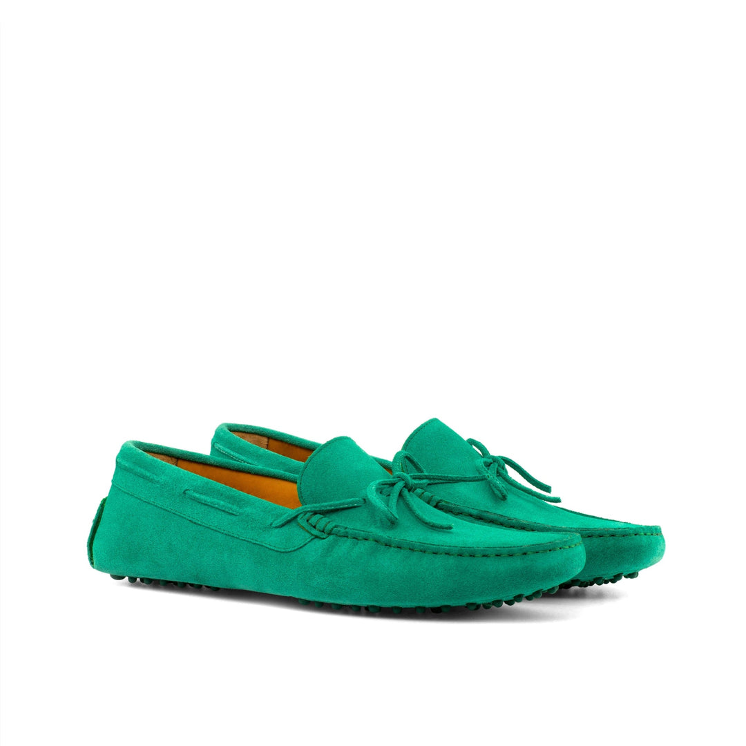 Men's Cool Green Suede Calfskin Driving Loafers