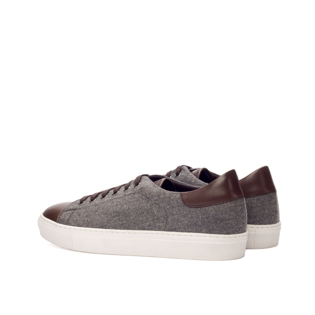 Men's Coupe-Bas Sneakers in Flannel Light Grey and Brown Calf