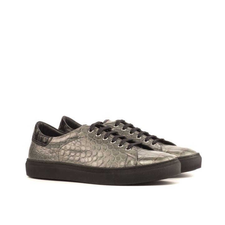 Men's Coupe-Bas Sneakers in Grey and Black Alligator