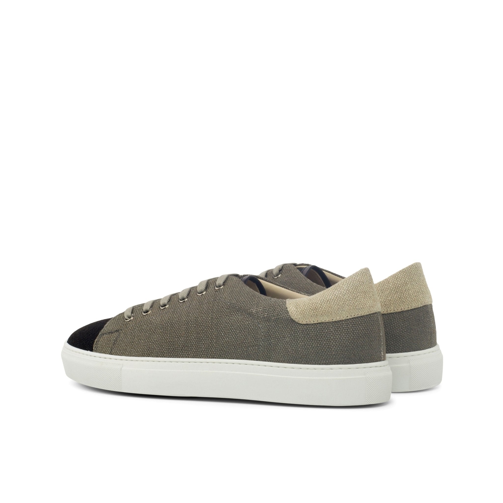 Men's Coupe-Bas Sneakers in Grey Black and Ice Linen and Calf - Maison de Kingsley Couture Harmonie et Fureur Spain