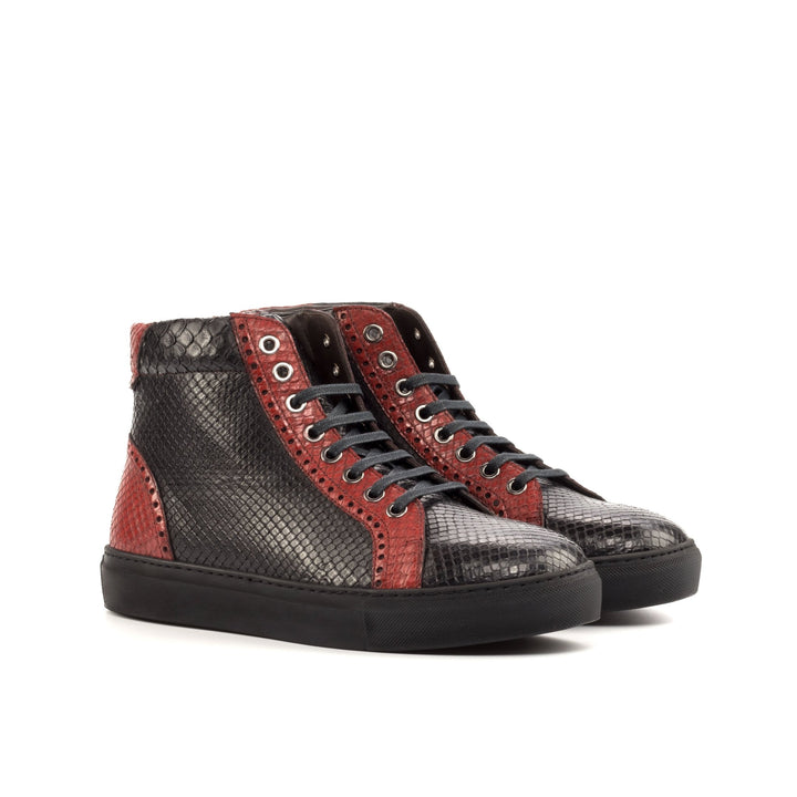 Men's Coupe-Haute Sneaker in Black and Red Python