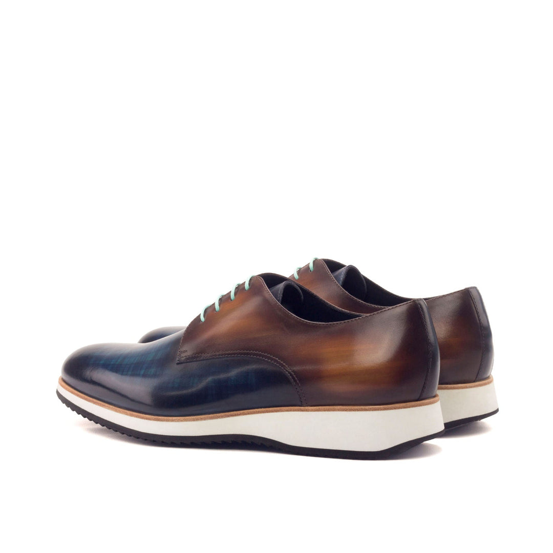 Men's Derbys in Blue and Cognac Patina with Running Sole
