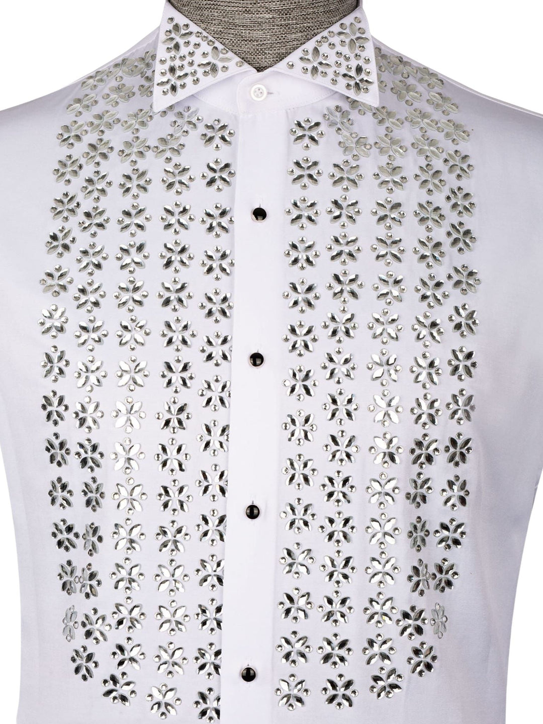 Men's Embellished Rhinestone Tuxedo Shirt