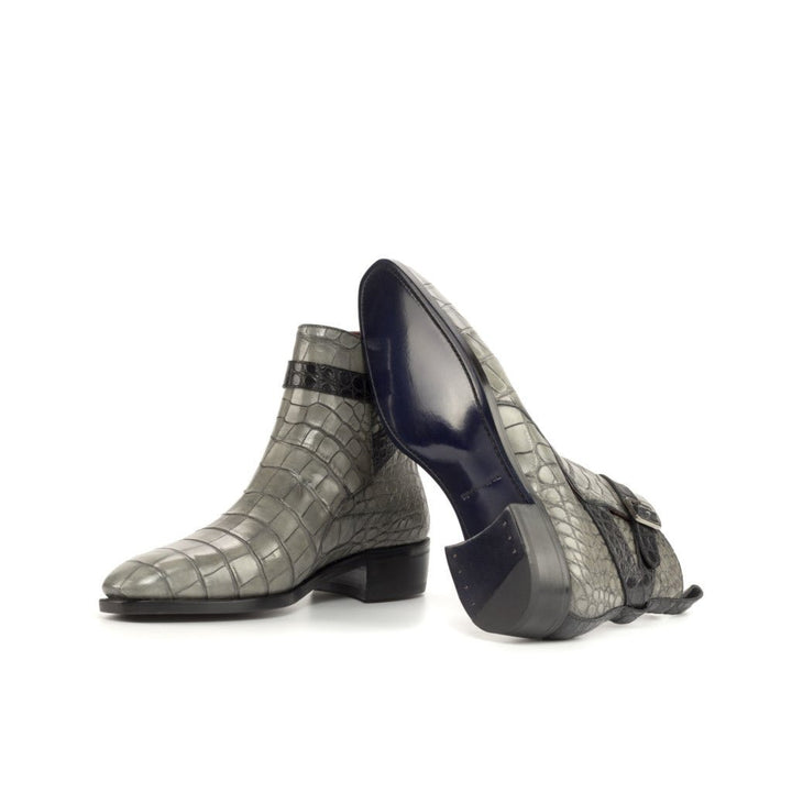 Men's Grey and Black Alligator Jodhpur Boots with High Heel - Maison de Kingsley Couture Harmonie et Fureur Spain
