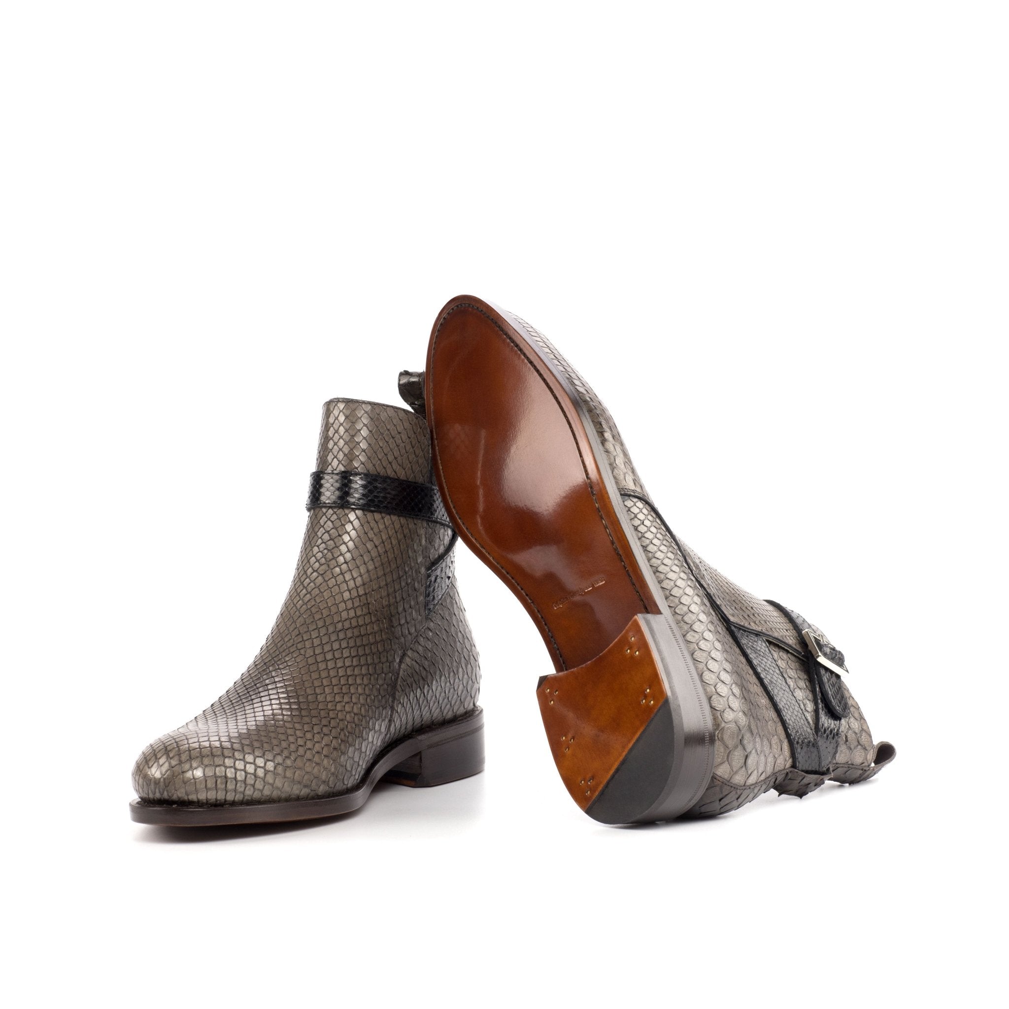 Men's Grey and Black Python Jodhpur Boots - Maison de Kingsley Couture Harmonie et Fureur Spain